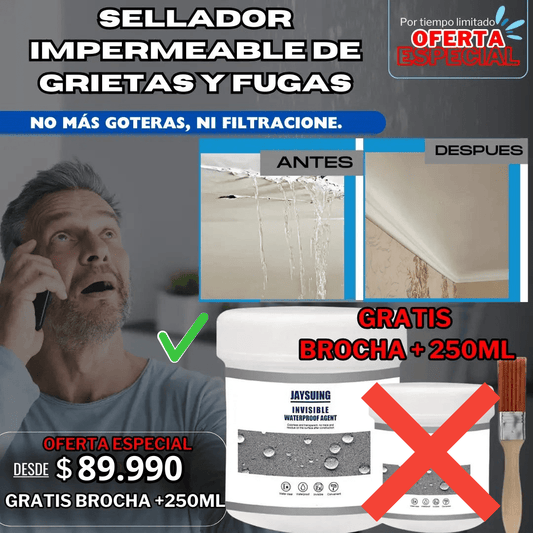 Sellador Impermeable de Grietas y Fugas 500ML + 250ml + Brocha